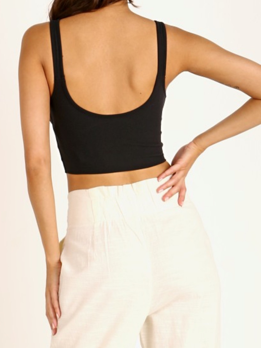 Joah Brown Black Contour Crop Tank Sueded Onyx XS/Small - Picture 4 of 9
